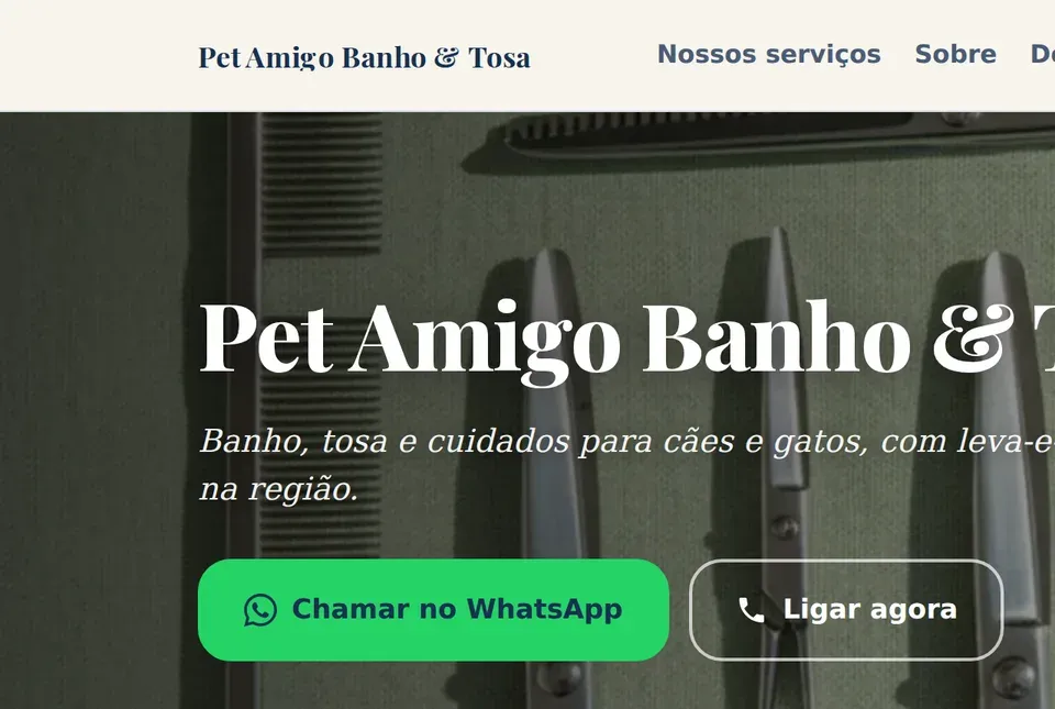 Capa do site de demonstração — Pet Amigo Banho & Tosa